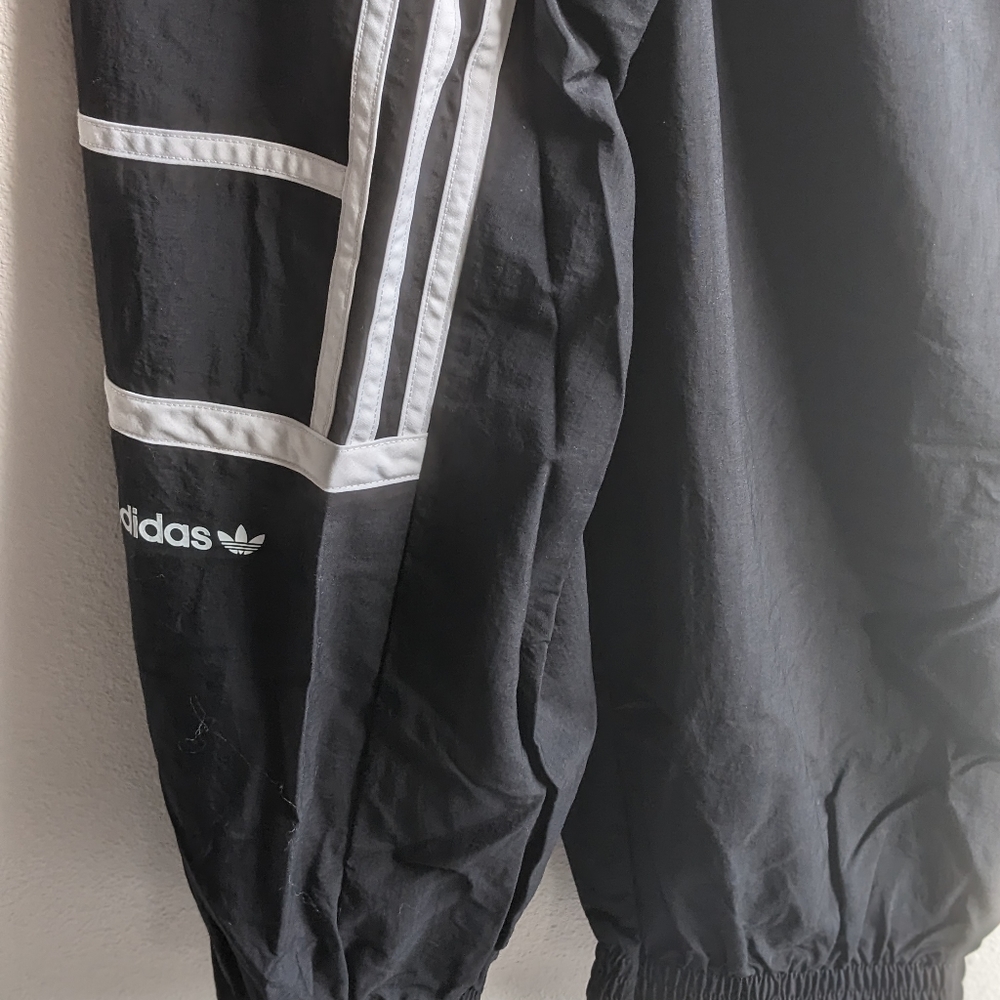 Size XL Black Men's Women's Adidas track pants drawstring adjustable w/ pockets